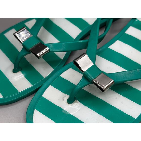 COACH Landon Green Stripe Flip Flop Sandals Shoes 8B - Picture 2 of 5